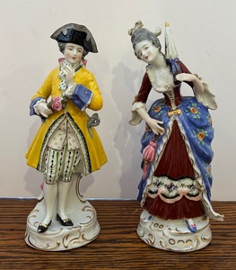 lot 451 image: Colonial Women Holding Parasol Porcelain Figurine  German Vintage Porcelain Figurine from Japan