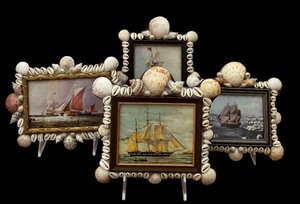 lot 453A image: Artisan Shell Frames of Sailboats