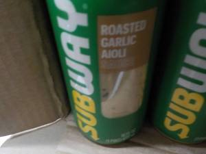 lot 268 image: 6 ct Subway 16 oz Roasted Garlic Ai...