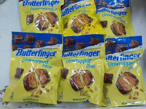 lot 327 image: 6 ct 8 oz bags Butterfinger Unwrapp...