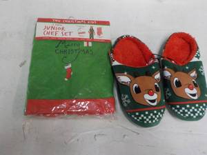 lot 9 image: Holiday Chef Set and Slippers...