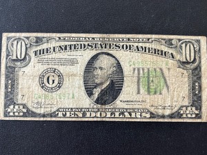 1934 Green Seal $10 Dollar Federal Reserve Note