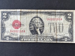 1928 D Red Seal $2 Dollar Note