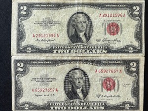1953 Red Seal $2 Dollar Notes