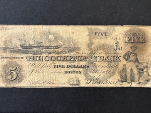 1849 $5 Cochituate Bank Boston