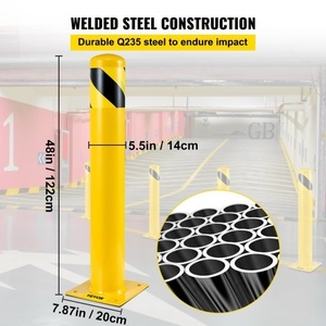 lot 12 image: Set of 4 Yellow Steel Bollards for Construction or Security Use