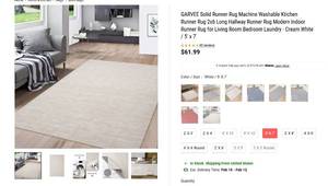 lot 17 image: GARVEE Solid Cream White Medium Sized Soft Rug, 5 x 7 Feet