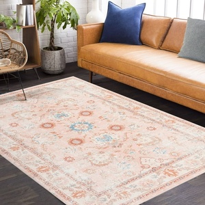 lot 22 image: Large Pink Floral Area Rug, 8x10 Feet