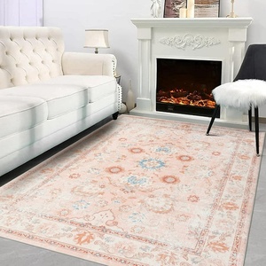 lot 23 image: 5 x 8 Pink Floral Area Rug