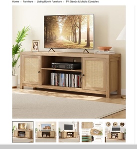 lot 29 image: GARVEE Rattan TV Stand for 75 Inch TV with Boho Style