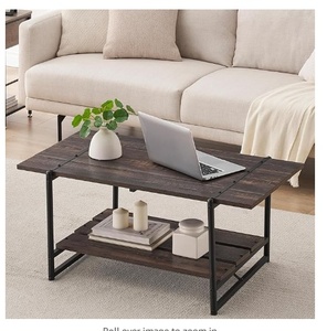 lot 33 image: Slatted Style Dark Brown Coffee Table with Storage Shelf