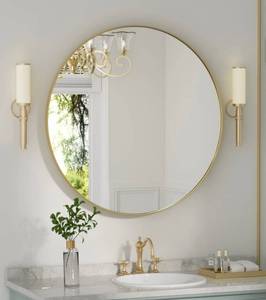 lot 35 image: Garvee Gold Circle 24 Inch HD Round Bathroom Mirror