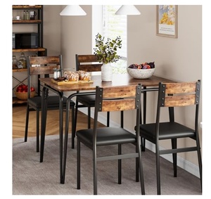 lot 39 image: 5-Piece Brown Dining Table Set with Upholstered Seats