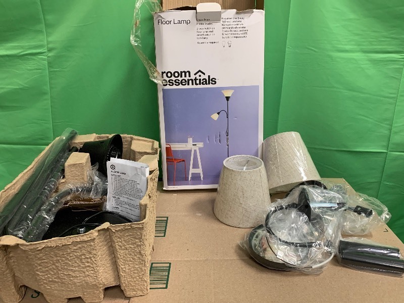 lot 13 image: Room Essentials Floor Lamp & Two Hardwired Reading Lights