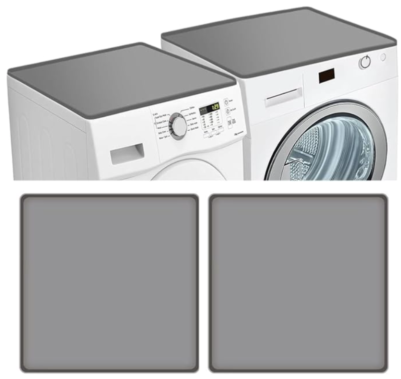 lot 38 image: Washer and Dryer Covers for the Top, 25.6x 23.6 Silicone Dryer Top Protector Mat Washing Machine Cover Non-slip Waterproof, Laundry Guards for Dryer and Washer Countertop- Dark Gray