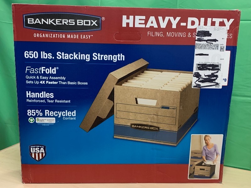 lot 59 image: Bankers Box Heavy Duty Storage Boxes, 10 x 12 x 15 10 Pack, Kraft Brown