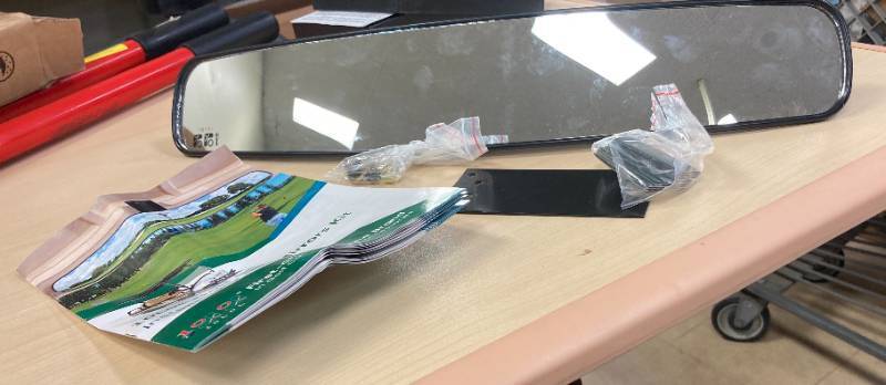 lot 92 image: Golf cart Rear View Mirror, HKOO 16.5 Extra Wide 180 Degree Panoramic Rear View Mirror Fit for Golf Cart EZGO Club Car Yamaha (Golf Cart Mirror)