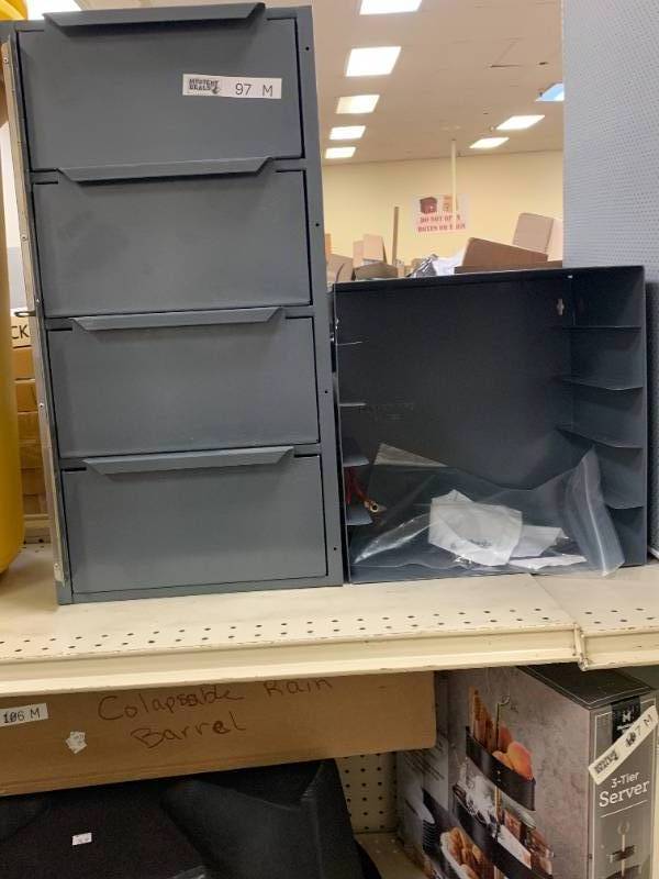 lot 97 image: 4 Drawer Small Parts Lockable Storage Cabinet & Metal File Holder