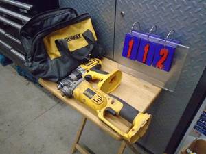 Qty of 2 Dewalt 18 volt tools. Angle grinder & drill. No battery. Unable to fully test. As shown.
