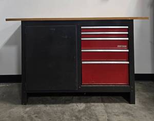 lot 3 image: Craftsman Heavy-Duty Tool Workbench with Drawers and Cabinet