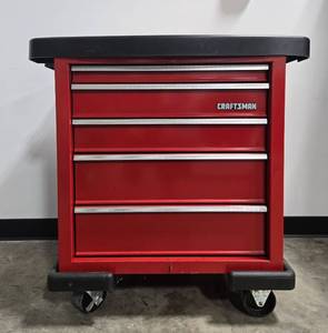lot 4 image: Craftsman Red Tool Chest with 5 Drawers and Casters