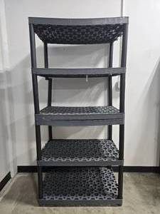 lot 10 image: Industrial Black Heavy Duty Shelving Unit with 5 Tiers