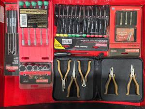 lot 12 image: Craftsman Precision Tool Set with Rolling Handle, Pliers, and Screw Removers