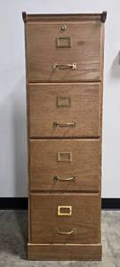 lot 27 image: Oak Wood 5-Drawer File Cabinet