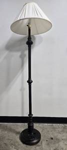 lot 32 image: Bronze Floor Lamp with Fabric Shade