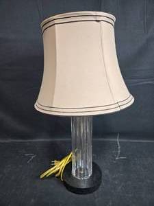 lot 41 image: Crystal Table Lamp with Shade and Brass Fittings
