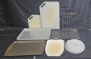 lot 59 image: Collection of Cutting Boards, Baking Trays, Racks, and Lids