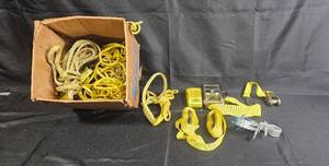 lot 84 image: Collection of Yellow Tie-Down Straps and Rope Assortment