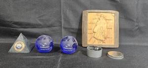 lot 87 image: Unique Collection of Decorative Items with StorageTek Spheres and University Seal