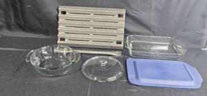 lot 91 image: Collection of Glass Bakeware Dishes and Metal Rack