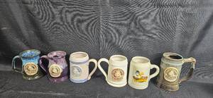 lot 94 image: Collection of 6 Handmade Oktoberfest and Festival Stein Mugs