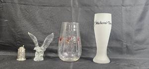 lot 95 image: Assorted Collectible Glassware and Pewter Stein Set
