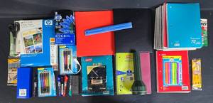 lot 193 image: Assorted Office Supplies Bundle with Notebooks, Pens, and More