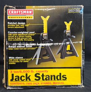 lot 198 image: Craftsman 3 Ton Jack Stands - Set of 2 with Manual