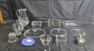 lot 102 image: Collection of Glass Kitchenware with Lids and Measuring Cups