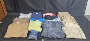 lot 108 image: Assorted Lot of Womens Clothing - Shirts, Sweaters, and Pants
