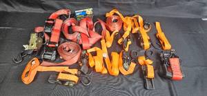 lot 116 image: Collection of Ratchet Straps and Tie-Downs with Hooks