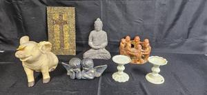 lot 121 image: Collection of Decorative Figurines and Art Pieces