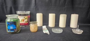 lot 141 image: Assorted Set of Candles, Candle Holders, and Scented Jar Candles