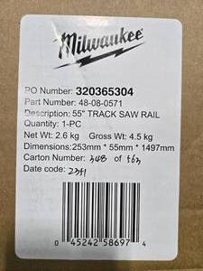 lot 216 image: Milwaukee 55 Track Saw Rail Unopened