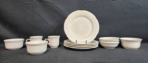 lot 235 image: Set of White Porcelain Dinnerware with Bowls, Cups, and Plates