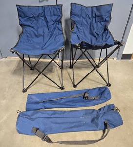 lot 237 image: Set of 2 Blue Folding Camping Chairs with Carrying Bags
