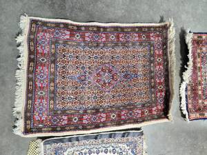 lot 246 image: Collection of 4 Vintage Persian Style Rugs with Fringe