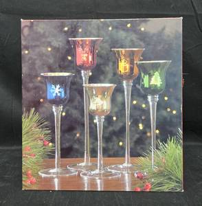 lot 300 image: Set of 5 Holiday Candle Holders by Kirklands - New in Orig Box