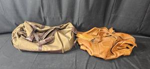 lot 251 image: Set of 2 Vintage Canvas and Leather Duffle Bags