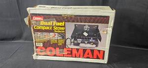lot 269 image: Coleman Dual Fuel Compact Stove Model 424-700 with Two Burners in orig box